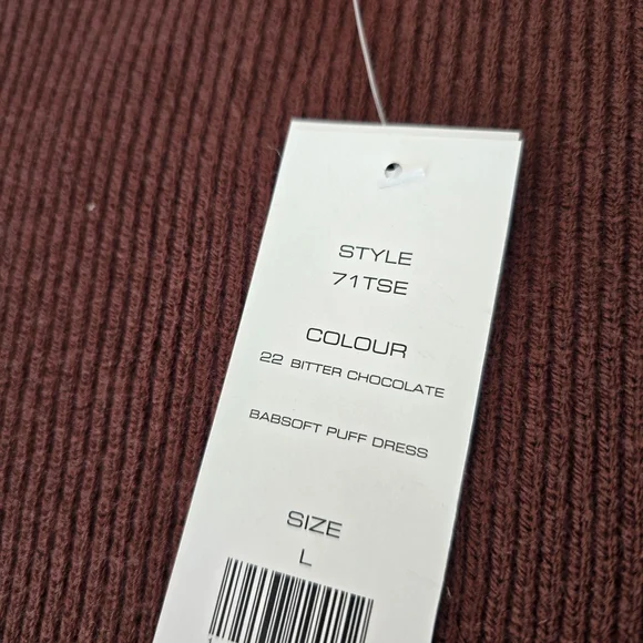 NWT French Connection Jaida Square Neck Puff Sleeve Sweater Dress Brown Ribbed - Picture 7 of 12